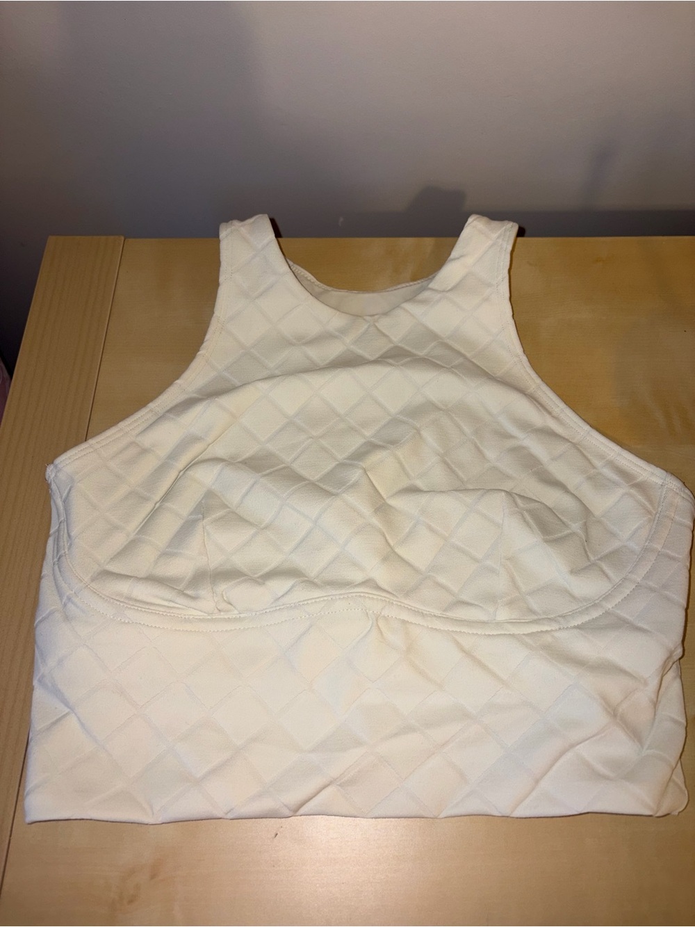 lululemon athletica Quilted Padded High-Neck Crop Sports Bra - Cream